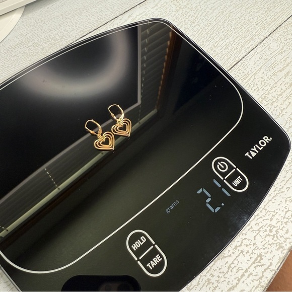 14K Gold Heart Drop Earrings - Picture 4 of 5